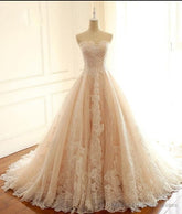 Sleeveless Sweetheart A-Line Lace Up Back Unique Design Wedding Dresses, Newest High Quality Custom Bridal Gown